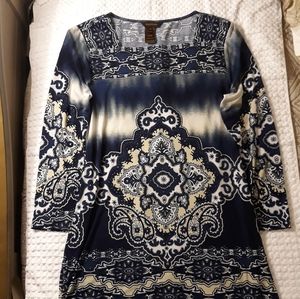 Multiples Blue Boho Paisley Minidress